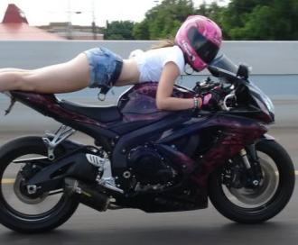 motorcycle-squid-girl in hot pink helmet