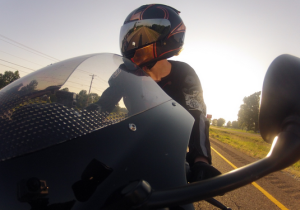 Bell Star Carbon motorcycle helmet on female rider