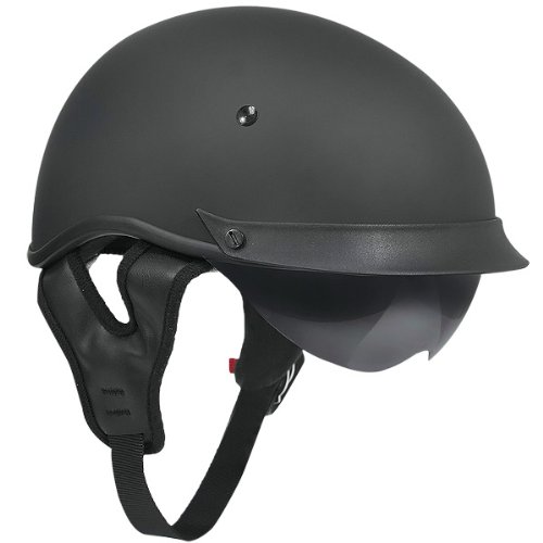 Low Profile Motorcycle Helmets DOT Approved   Outlaw T 72 Matte Black Dual Visor Motorcycle Half Helmet 