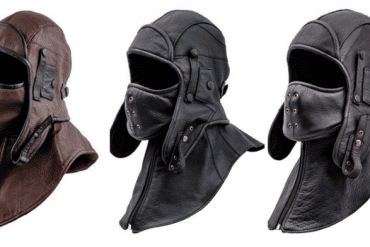Genuine Leather Men's Aviator Trapper Cap with Mask and Collar