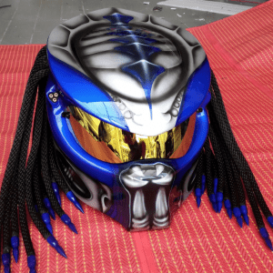 Blue Custom Predator Motorcycle Helmet
