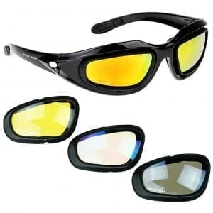 Belinous Polarized Motorcycle Riding Glasses Tactical W/black Frame 4 Lens Kit for sale online 