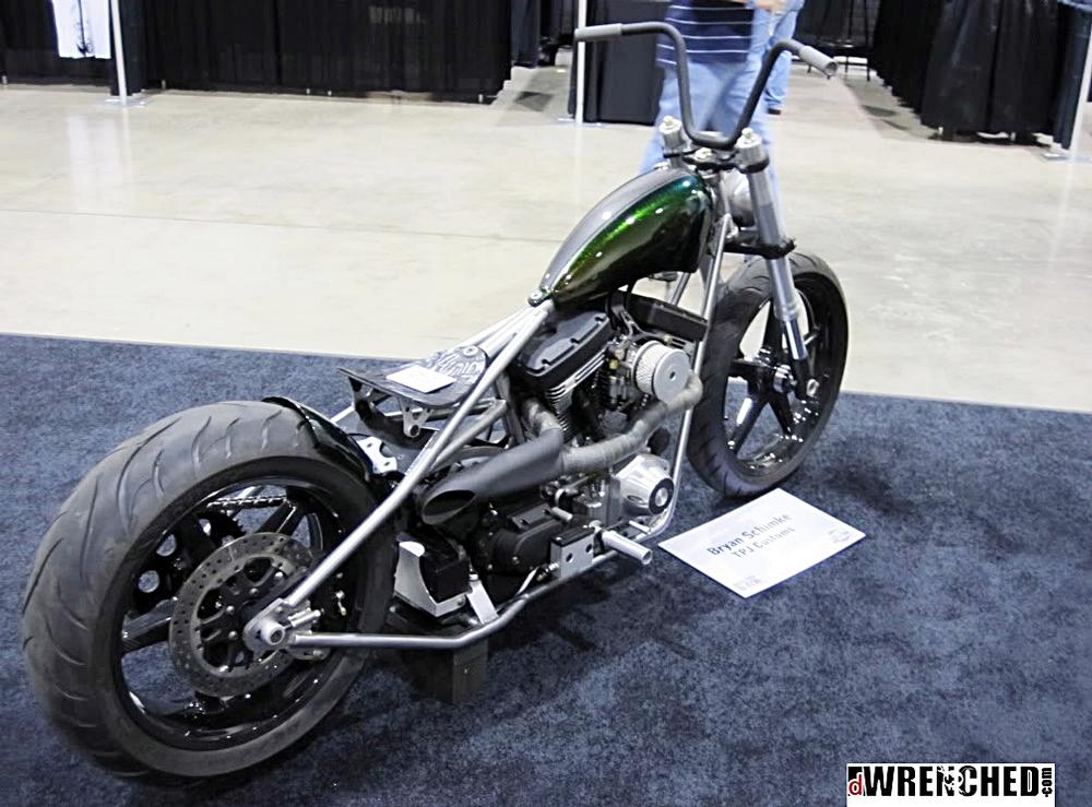 green bobber motorcycle