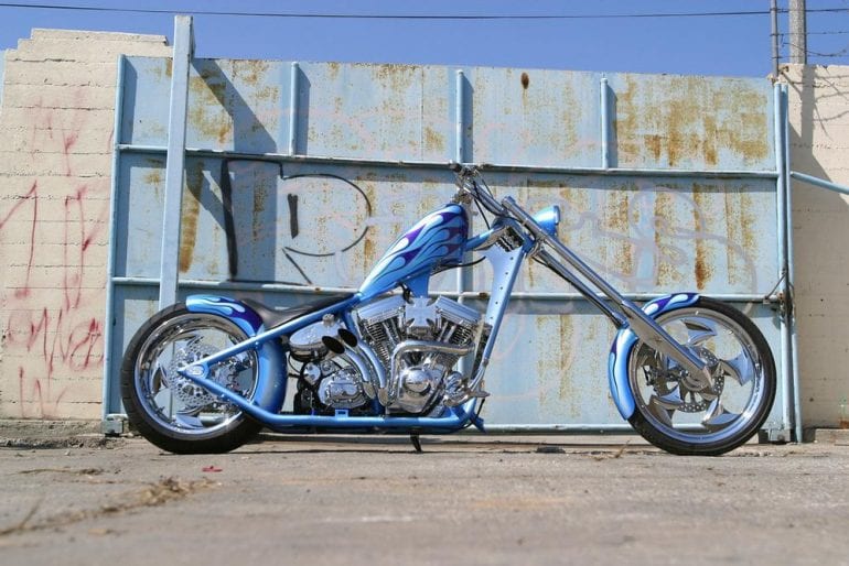 El Diablo Baby Blue Flames built by West Coast Choppers - WCC of U.S.A.