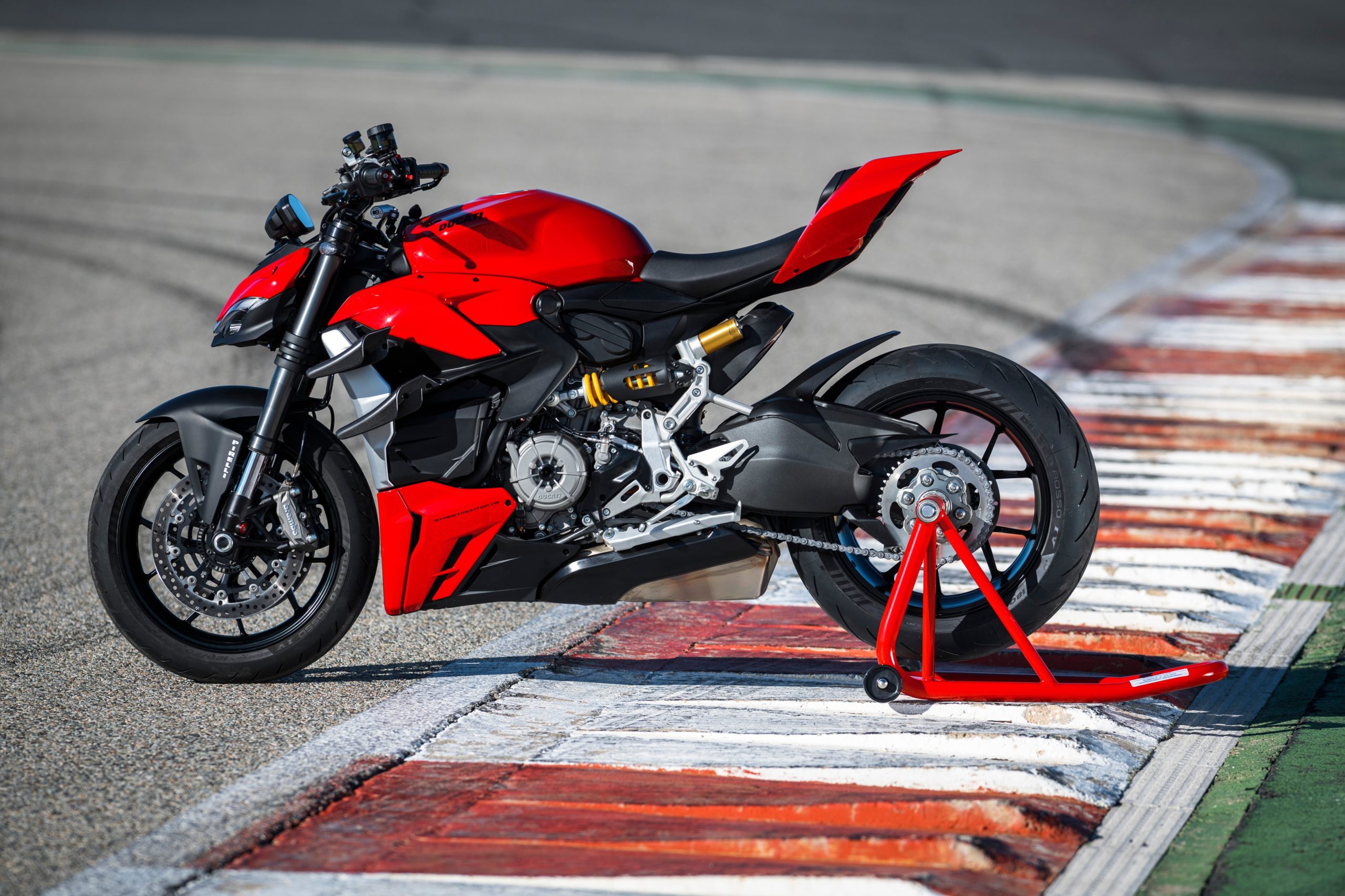 Static image of the Ducati Streetfighter V2 on a racetrack