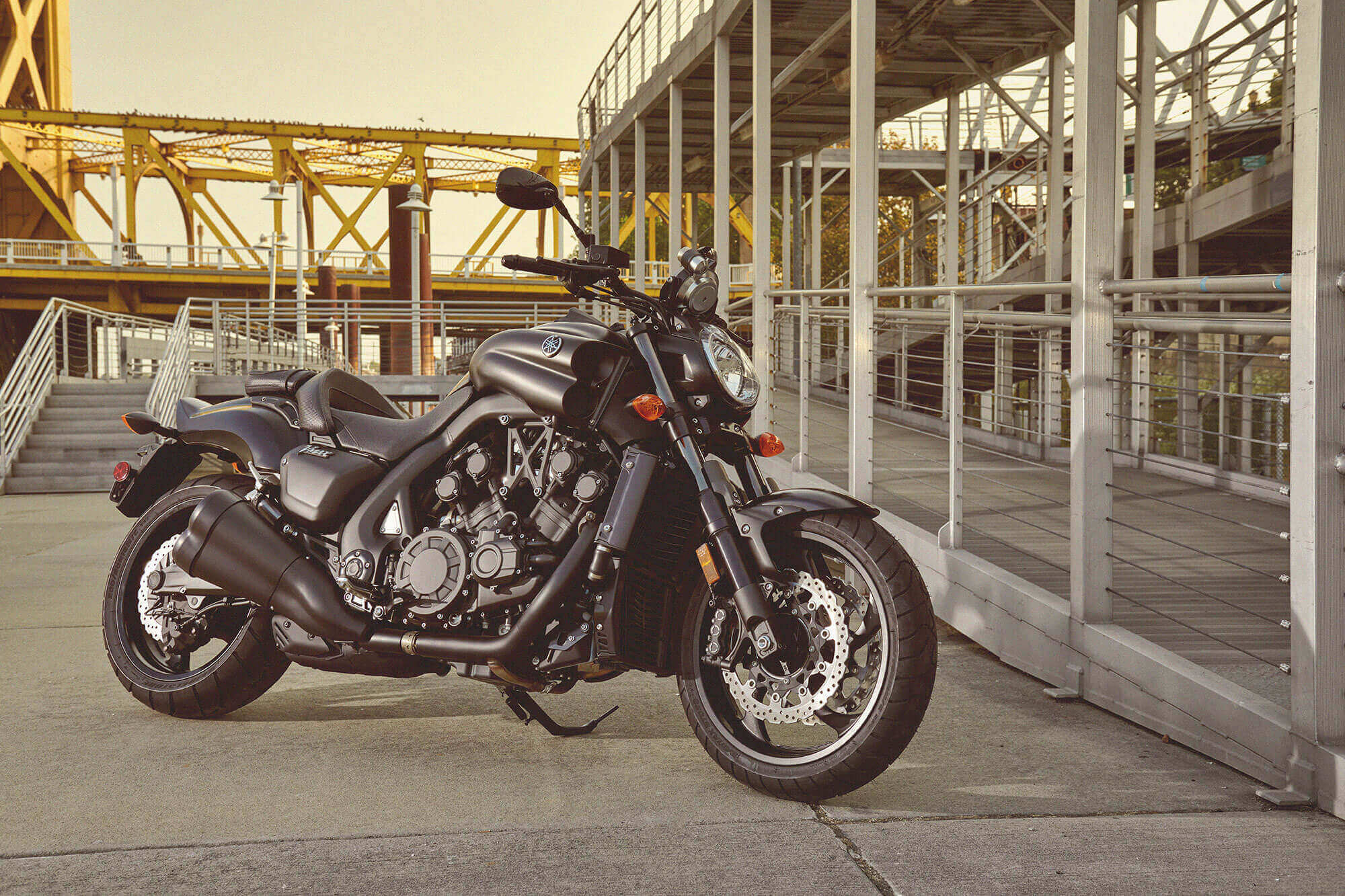Yamaha VMAX parked in a dock