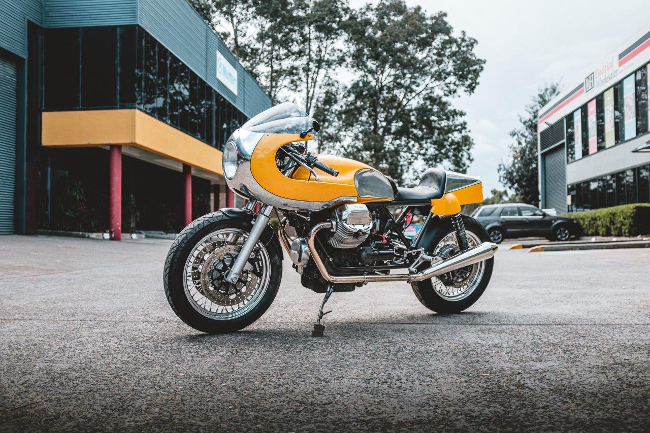  A custom Moto Guzzi California cafe racer motorcycle with custom bodywork by MotorRetro Sydney