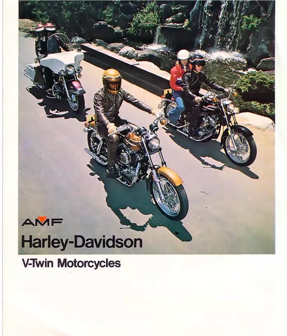 A HArley Davidson motorcycle catalogue from the late 1970s