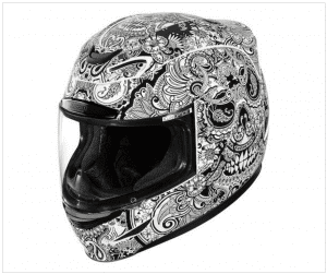 white graphic helmet