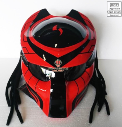 Custom The Predator Helmet Black Combine Red and White Special Motorcycle Approved DOT & ECE Accessories Hats & Caps Helmets Motorcycle Helmets 