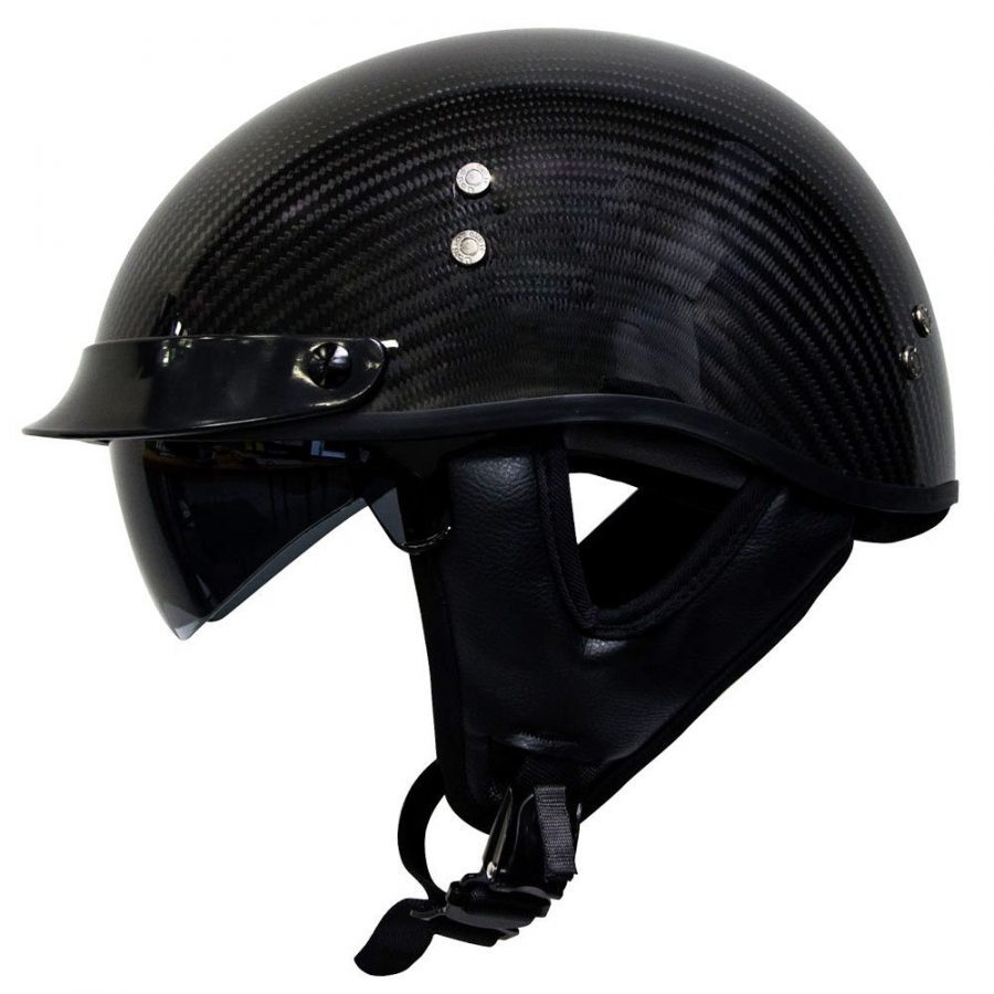 Voss 888CF Carbon Fibre Half Helmet with Drop Down Lens