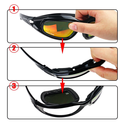 Polarized Motorcycle Riding Glasses Kit with Interchangeable Lenses