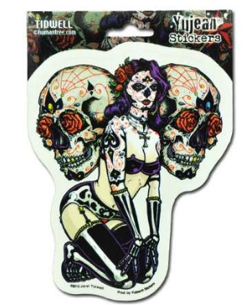 Sugar Skull Pinup Girl Sticker